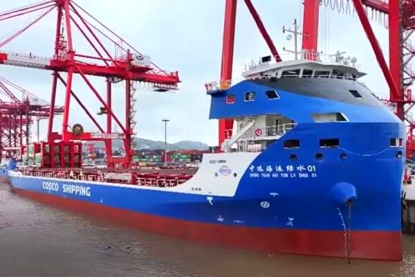 Worlds Largest Electric Container Ship Launches in China